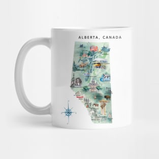 Illustrated Alberta, Canada Map Mug